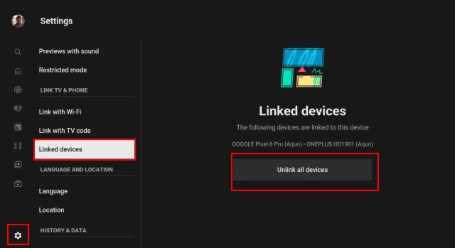 లింక్ చేయబడిన పరికరాలు youtube
